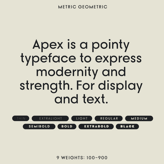 Apex—Bold & pointy sans-serif font with sharp alts