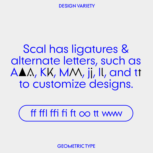 Scal—Pointy font, sans-serif classic with a modern take
